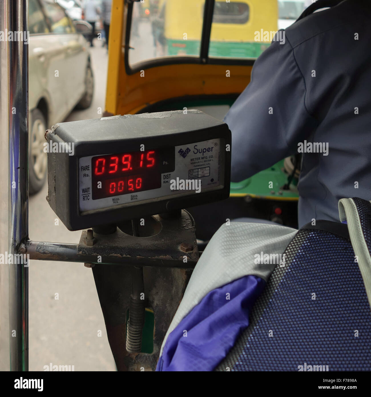 Delhi, India - Auto Rickshaw autorickshaw meter Stock Photo