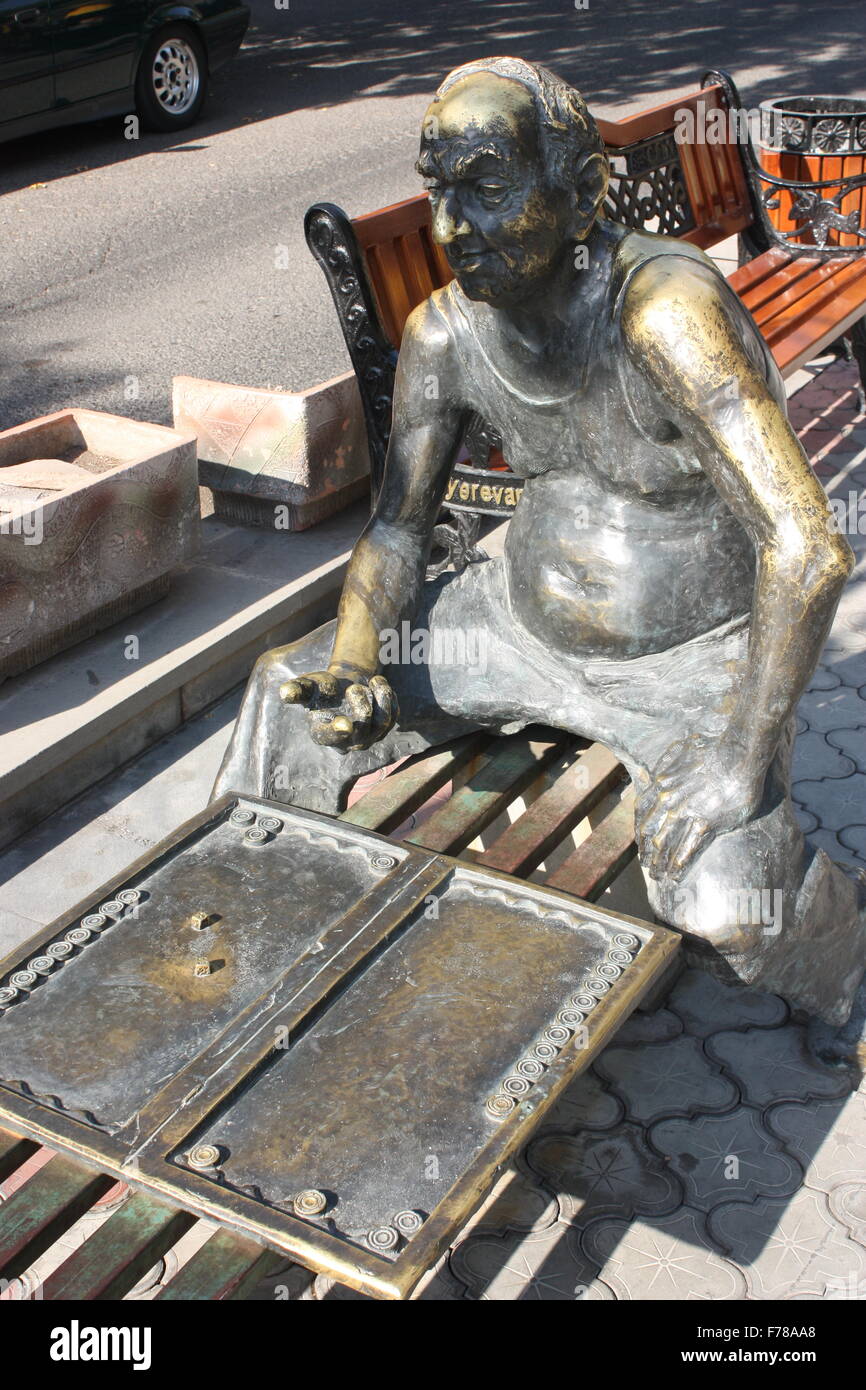 Backgammon player statue in Yerevan, Armenia Stock Photo