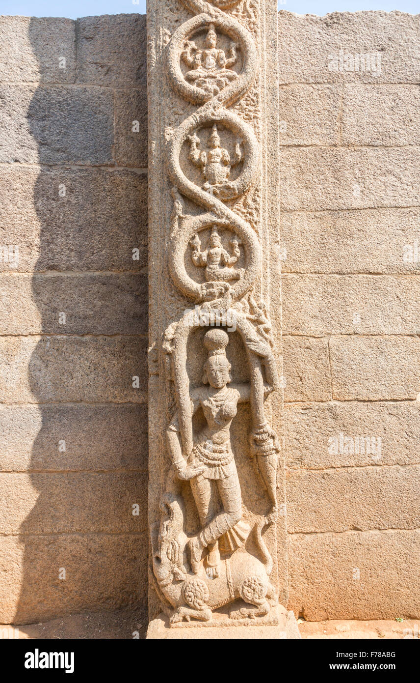 Ancient Hindu carvings at Mahabalipuram (Mamallapuram), Kancheepuram district, near Chennai, Tamil Nadu, southern India Stock Photo