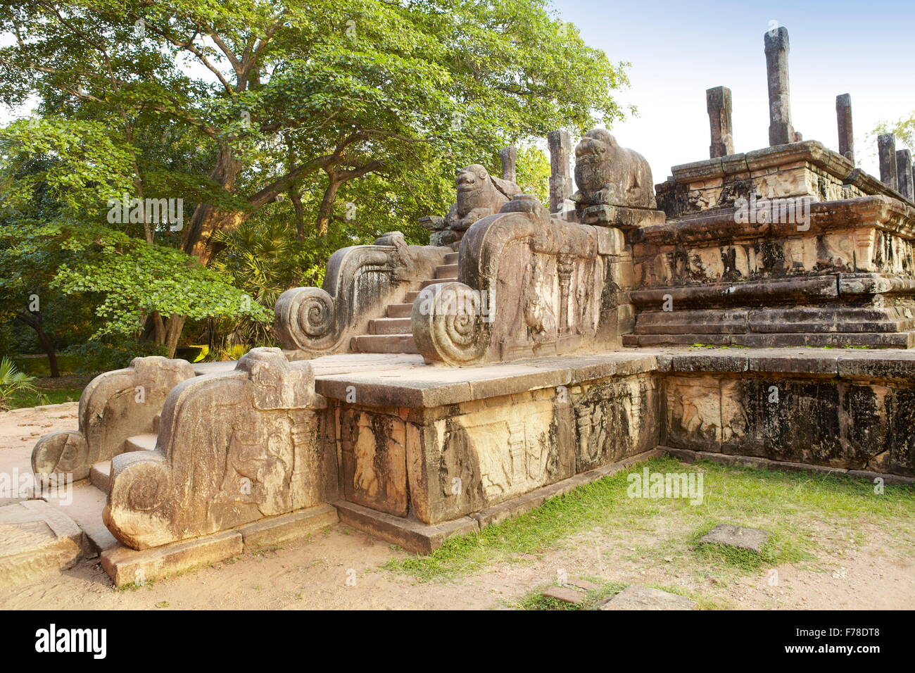 Sri Lanka -  ruins of ancient royal residence, old capital city Polonnaruwa, Ancient City area, UNESCO Stock Photo