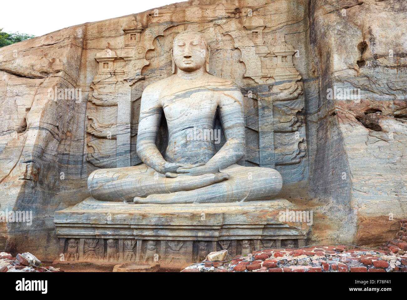 Sri Lanka - buddha stone statue in Gal Vihara Temple, Polonnaruwa, Ancient City area, UNESCO Stock Photo
