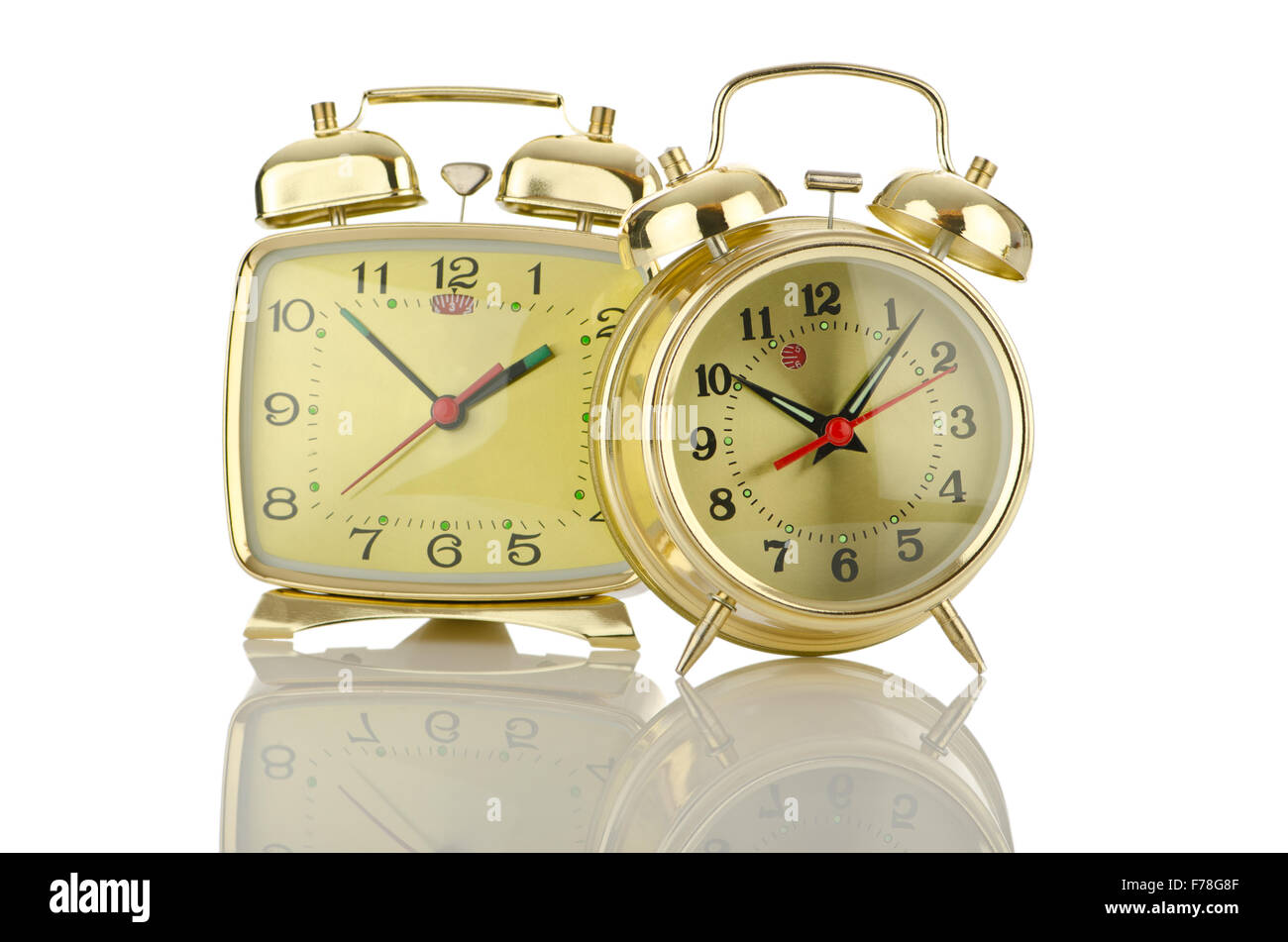 Alarm clock isolated on white Stock Photo - Alamy