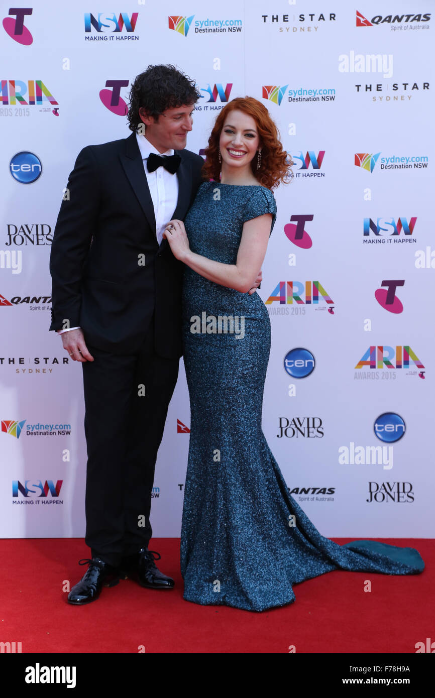 Sydney, Australia. 26 November 2015. The Wiggles Lachlan ‘Lachy’ Gillespie and Emma Watkins