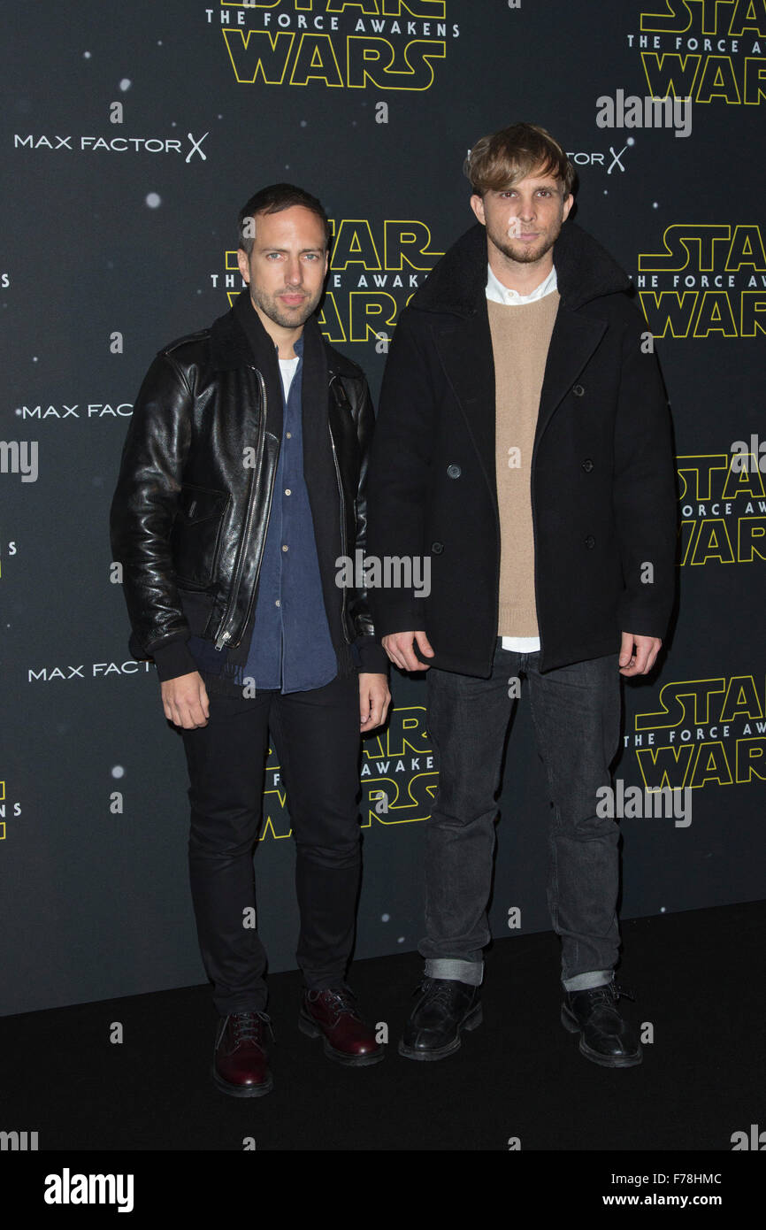 London, UK. 26 November 2015. Christopher de Vos and Peter Pilotto attend the Star Wars Fashion Finds The Force event in support of Great Ormond Street Hospital Children’s Charity on behalf of Force for Change. The presentation featured Star Wars: The Force Awakens inspired looks by fashion designers Claire Barrow, J.W. Anderson, Peter Pilotto, Phoebe English, Preen, Thomas Tait, Agi & Sam, Bobby Abley, Christopher Raeburn and Nasir Mazhar. Stock Photo
