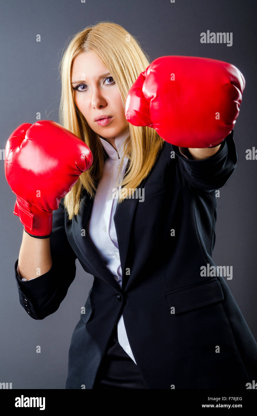 Woman boxer in dark room Stock Photo - Alamy