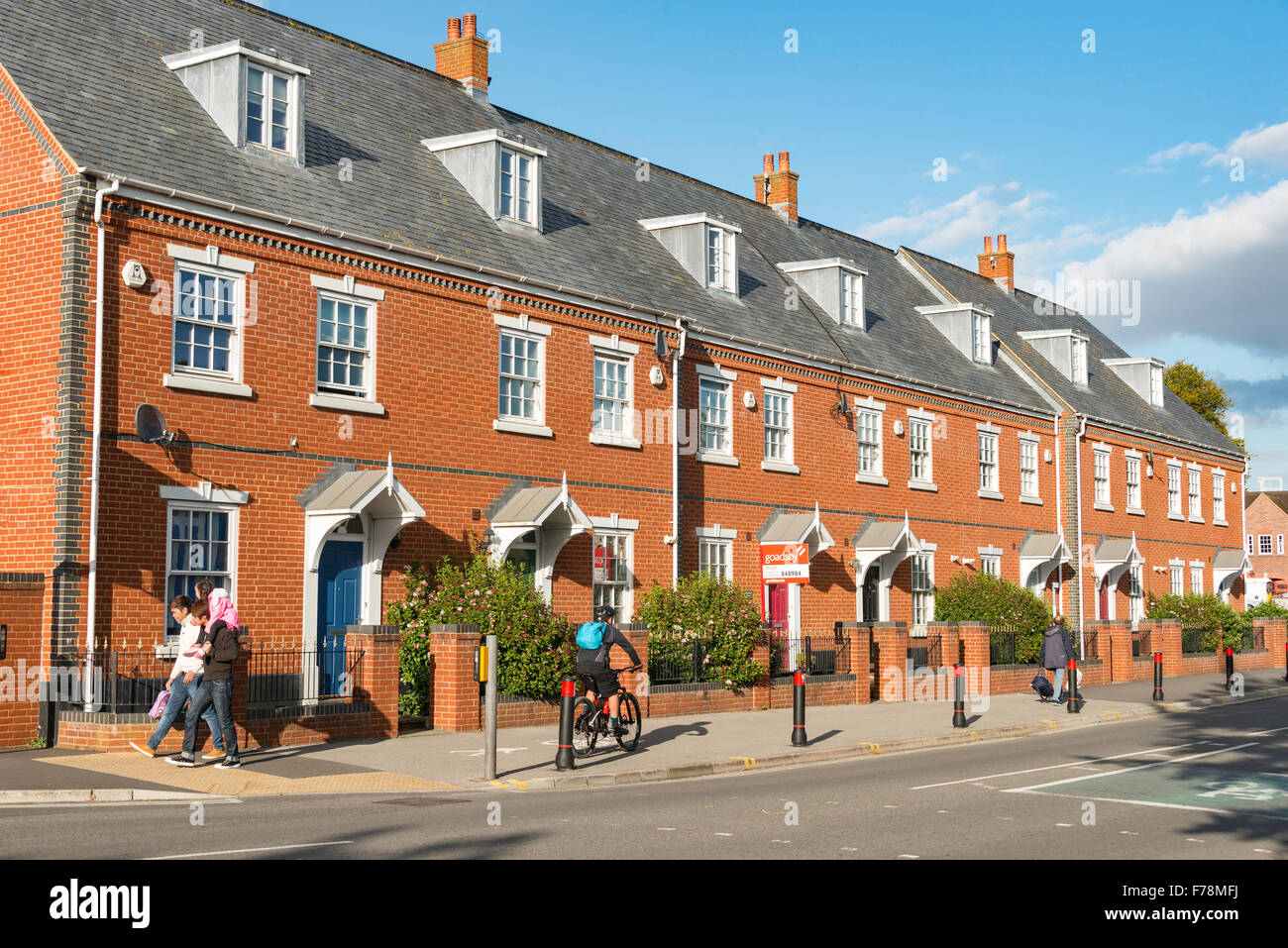 Modern terraced houses, Wimborne Road, Blandford Forum, Dorset, England, United Kingdom Stock Photo