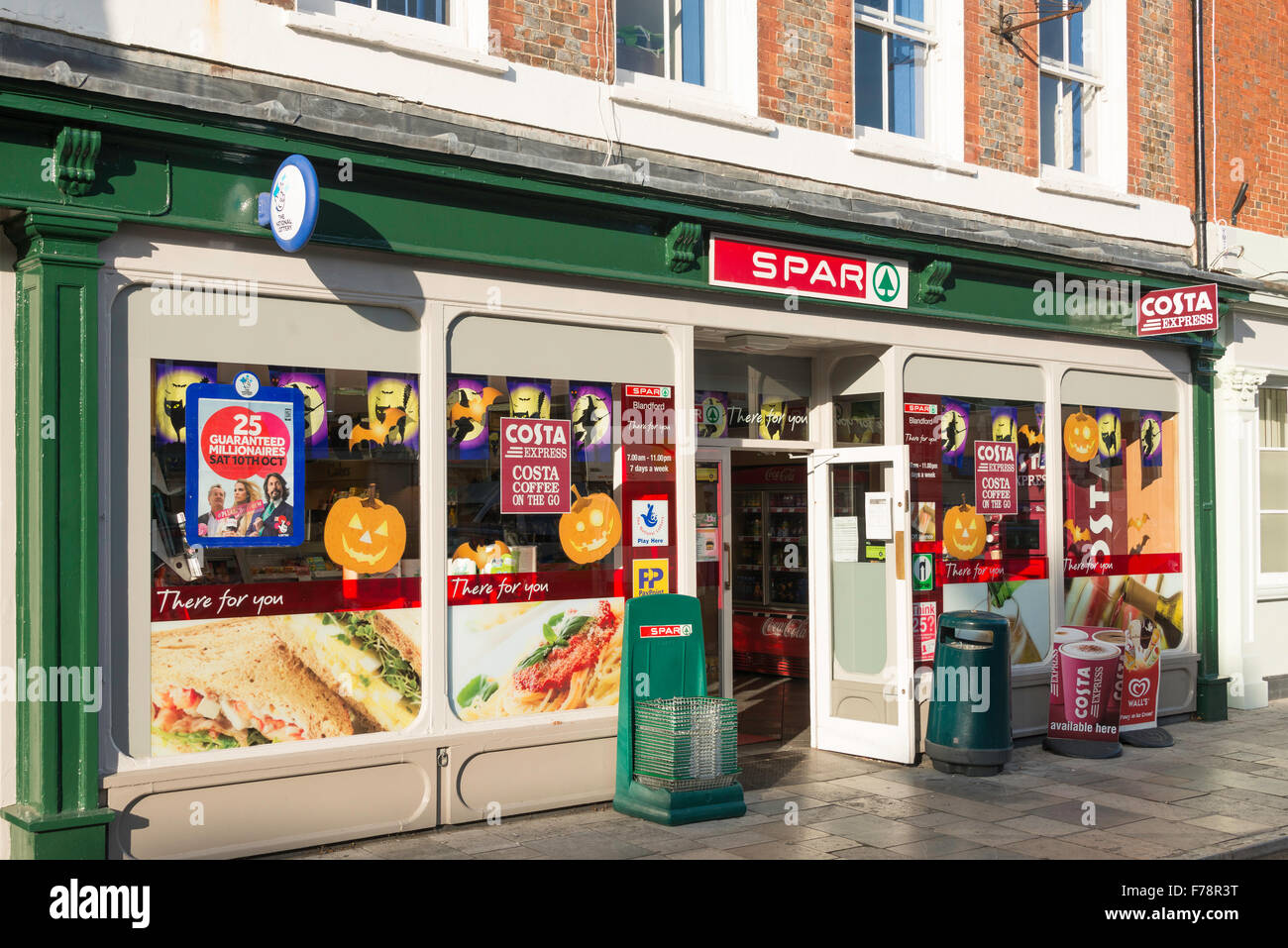 Spar convenience store, Market Place, Blandford Forum, Dorset, England, United Kingdom Stock Photo