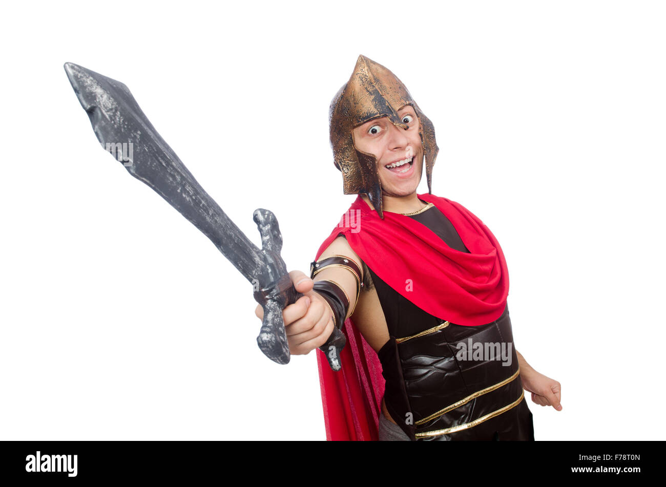 Gladiator holding sword isolated on white Stock Photo - Alamy