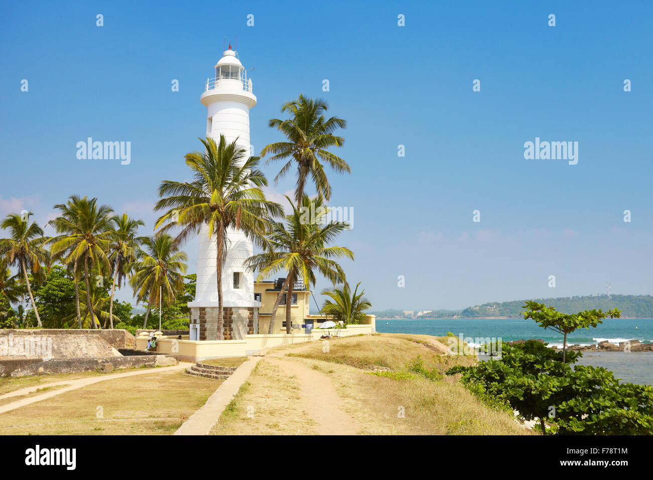 Sri Lanka - Galle, shoreline with lighthouse Stock Photo
