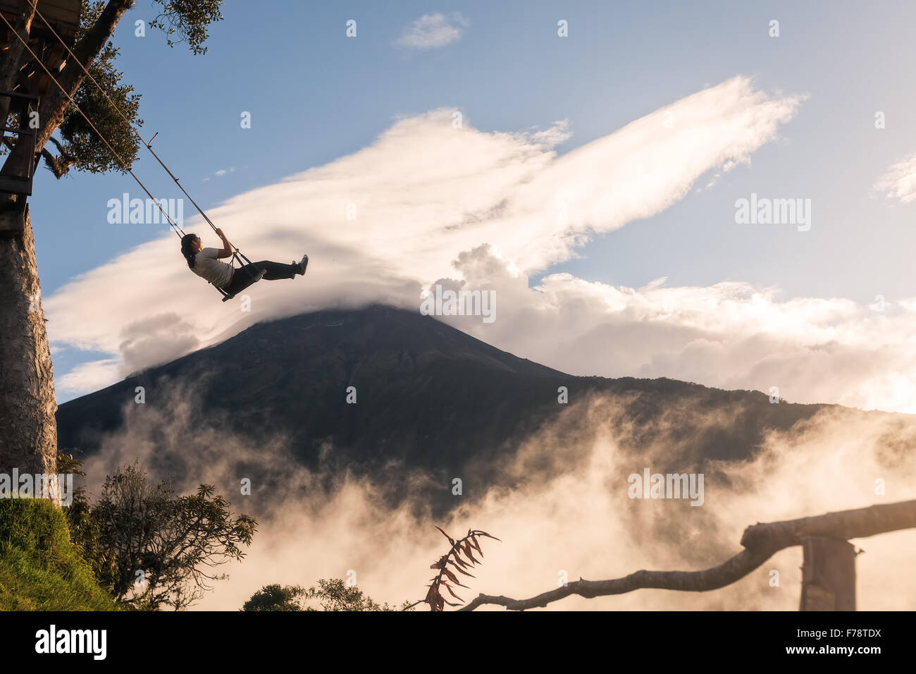 Banos, Ecuador 25 November 2015 The Unique Location Swing Above Sea