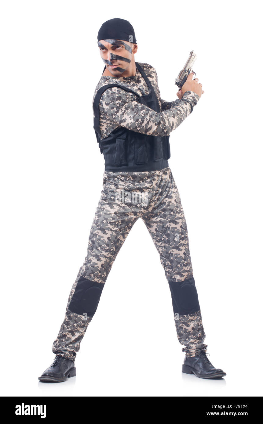 Soldier isolated on the white background Stock Photo - Alamy