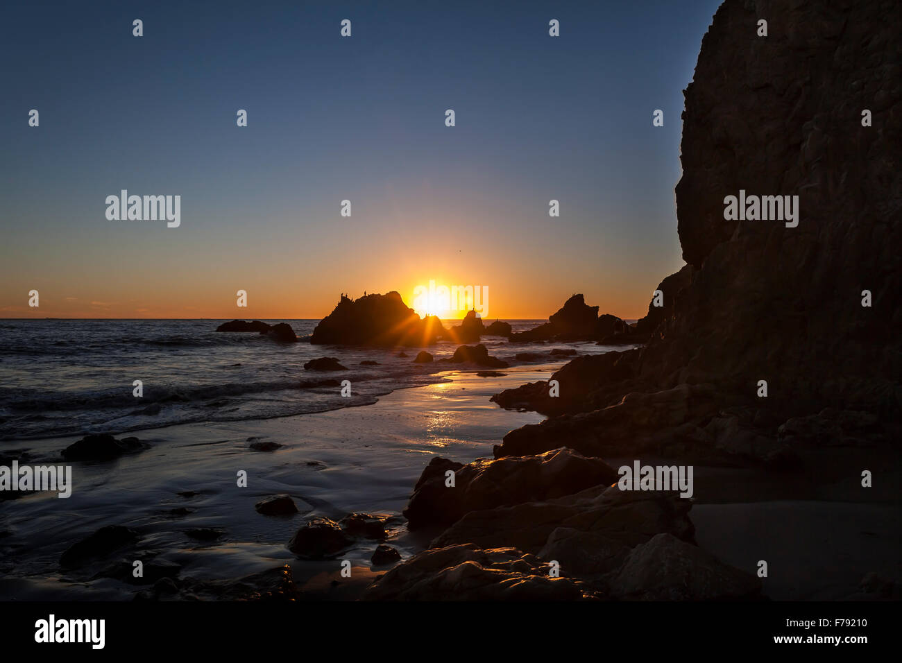 El Matador Beach in Malibu California at sunset Stock Photo Alamy