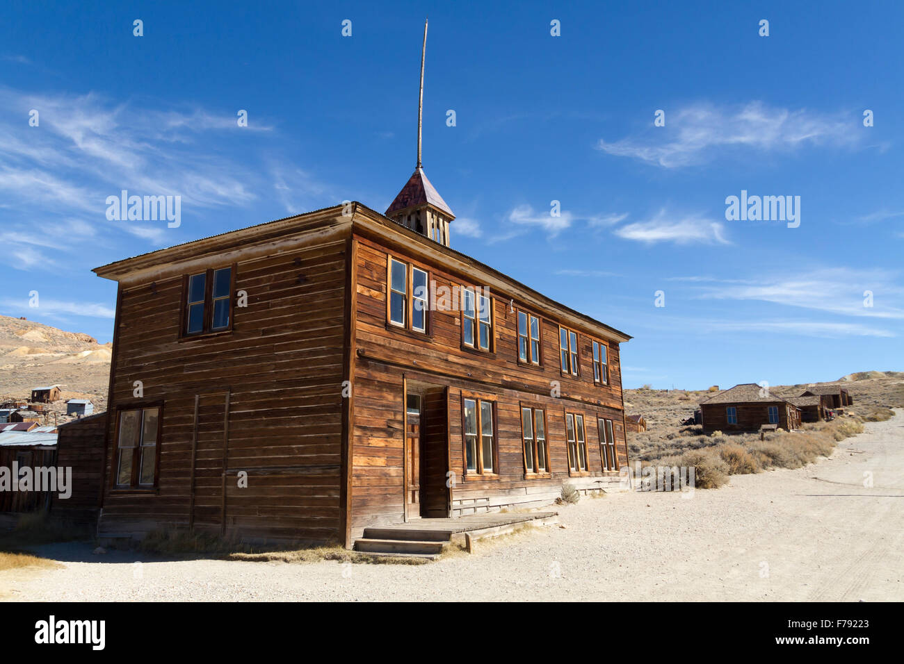 The Old School House in Bodie Ghost Town, Bodie California Stock Photo