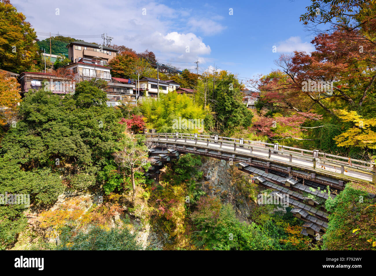 Otsuki, Japan at Saruhashi Monkey Bridge. Stock Photo