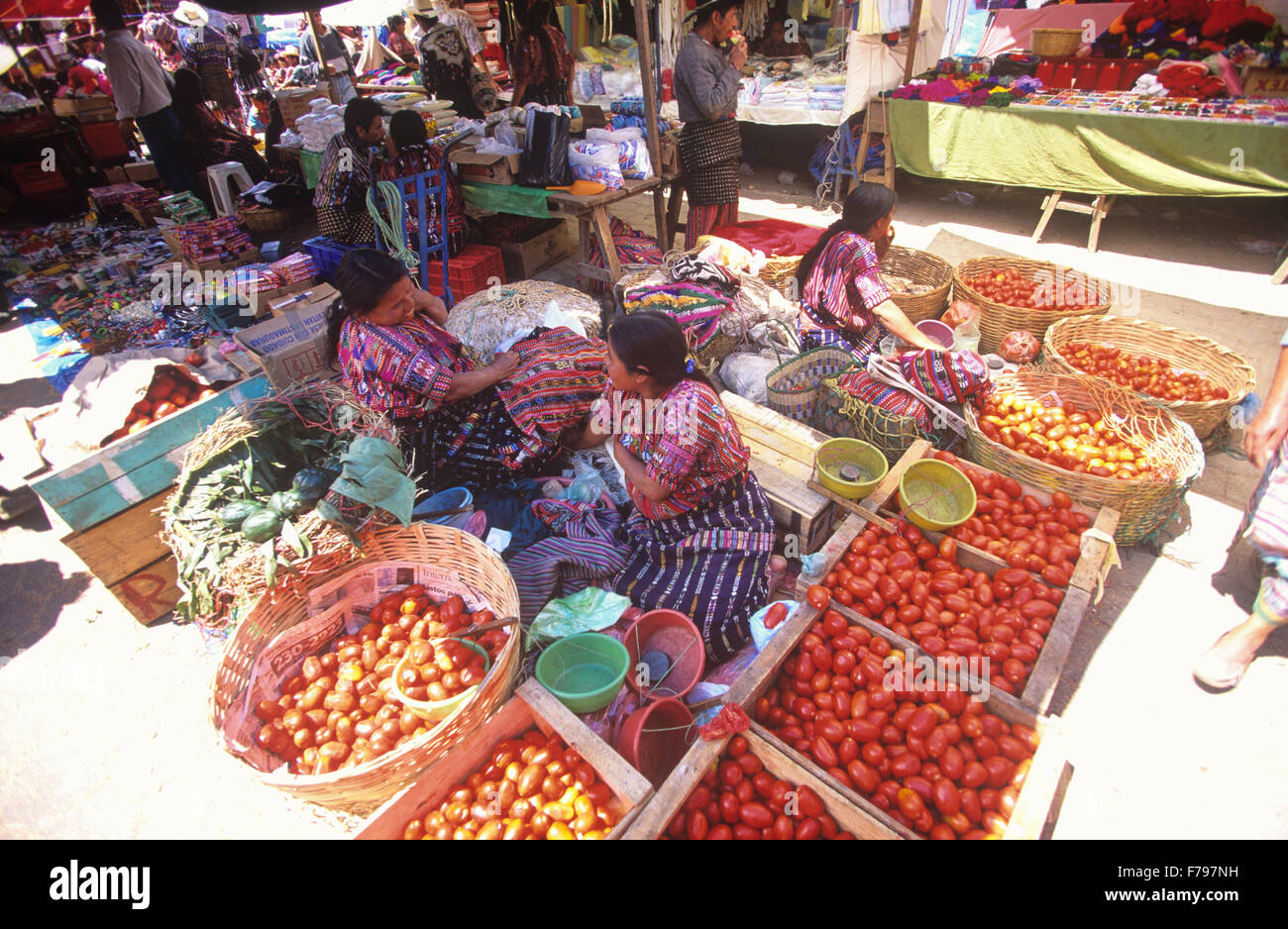 Solola's Friday market is one of the busiest in the highlands of Guatemala. Stock Photo