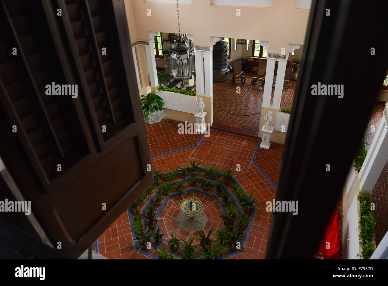 View of the courtyard inside Serralles Castle. Ponce, Puerto Rico. USA territory. Caribbean Island. Stock Photo