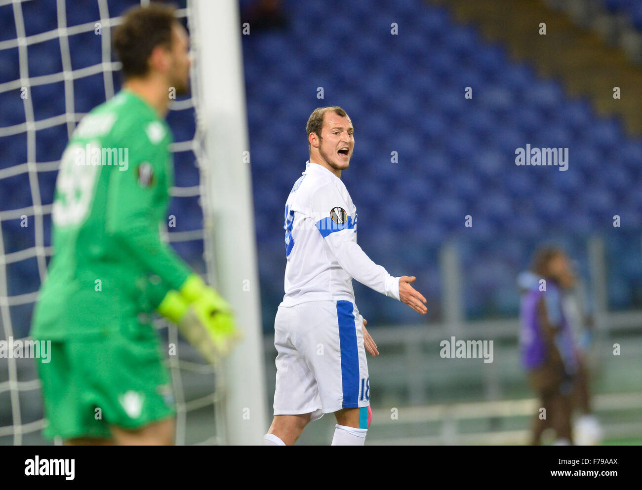 Rome, Italy. 26th November, 2015. Roman Zozulya during the Europe League football match S.S. Lazio vs F.C. Dnipro at the Olympic Stadium in Rome, on november 26, 2015 Credit:  Silvia Lore'/Alamy Live News Stock Photo