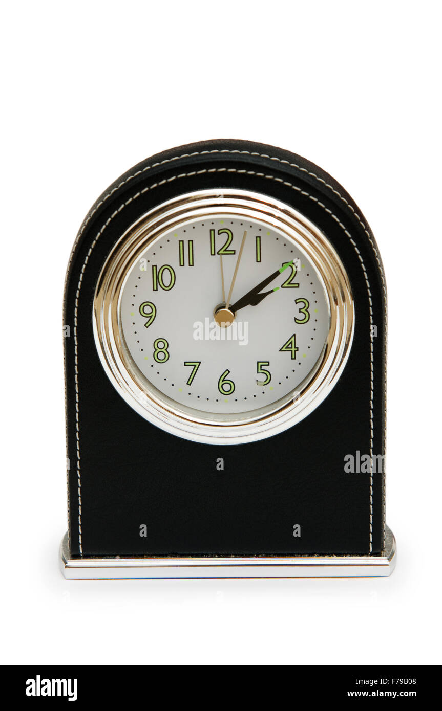 Table clock isolated on the white background Stock Photo - Alamy