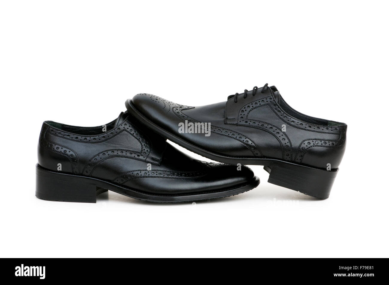Black shoes isolated on the white background Stock Photo - Alamy