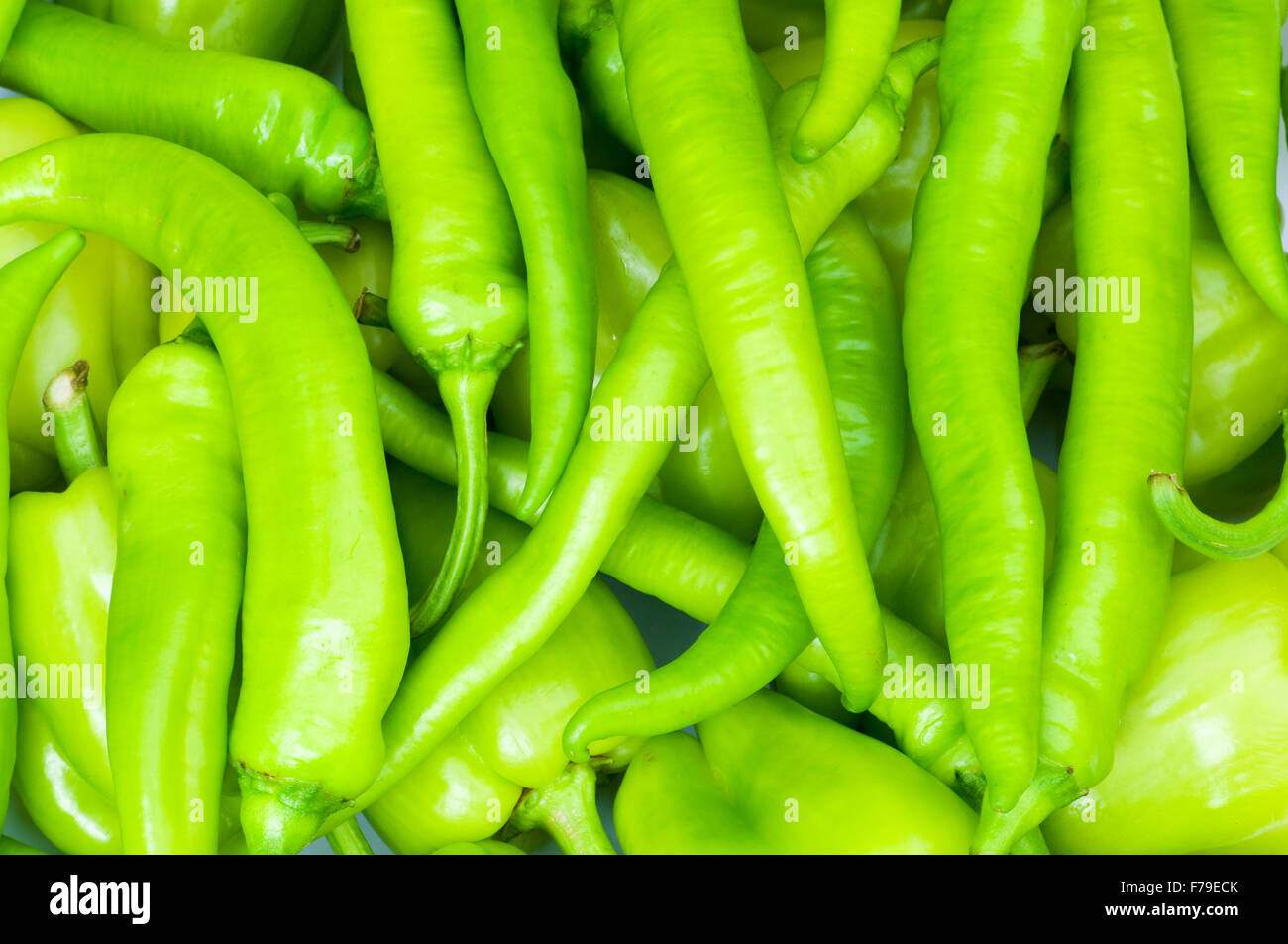 Many green hot peppers arranged at the market Stock Photo - Alamy