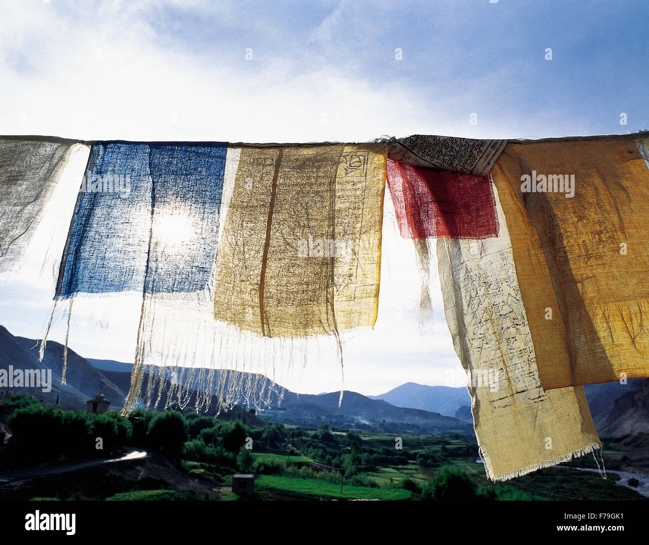 Tibetan prayer flags Stock Photo