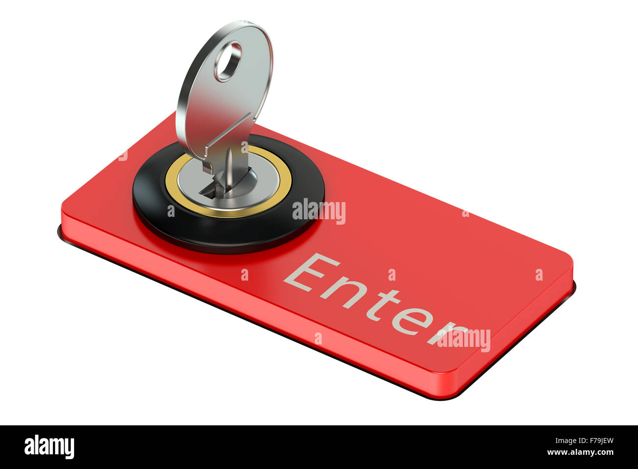 Enter button with key, computer security concept Stock Photo