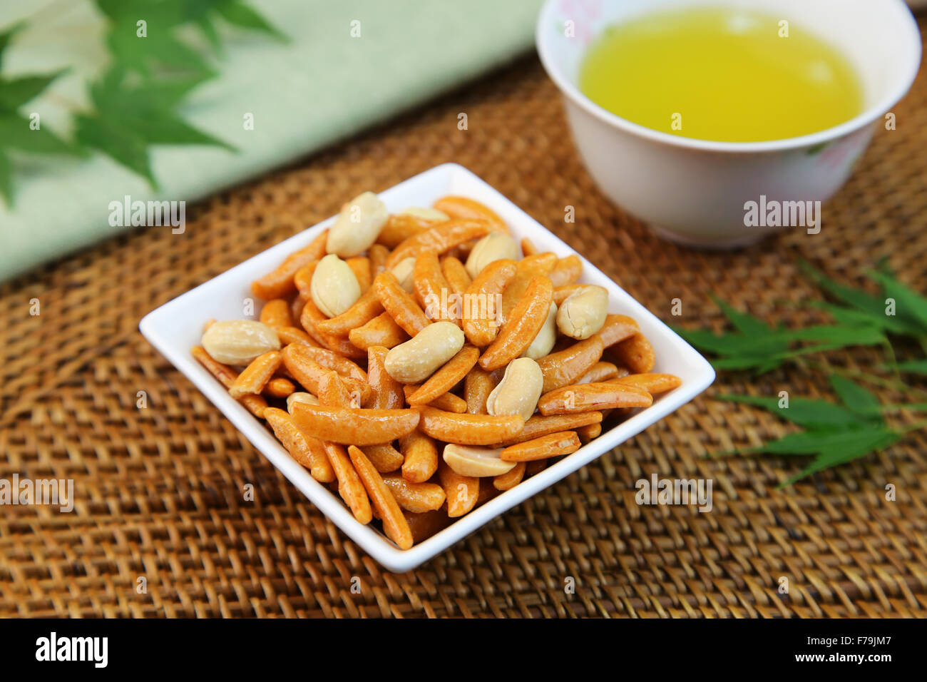 Japanese rice crackers with peanuts Stock Photo Alamy
