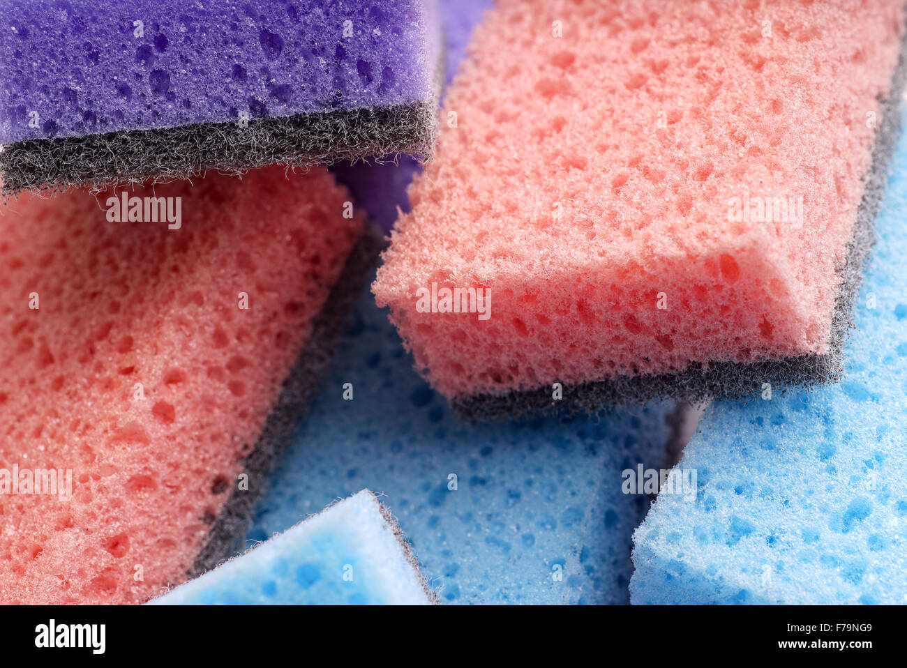 Lots of Cleaning sponges in several colors Stock Photo