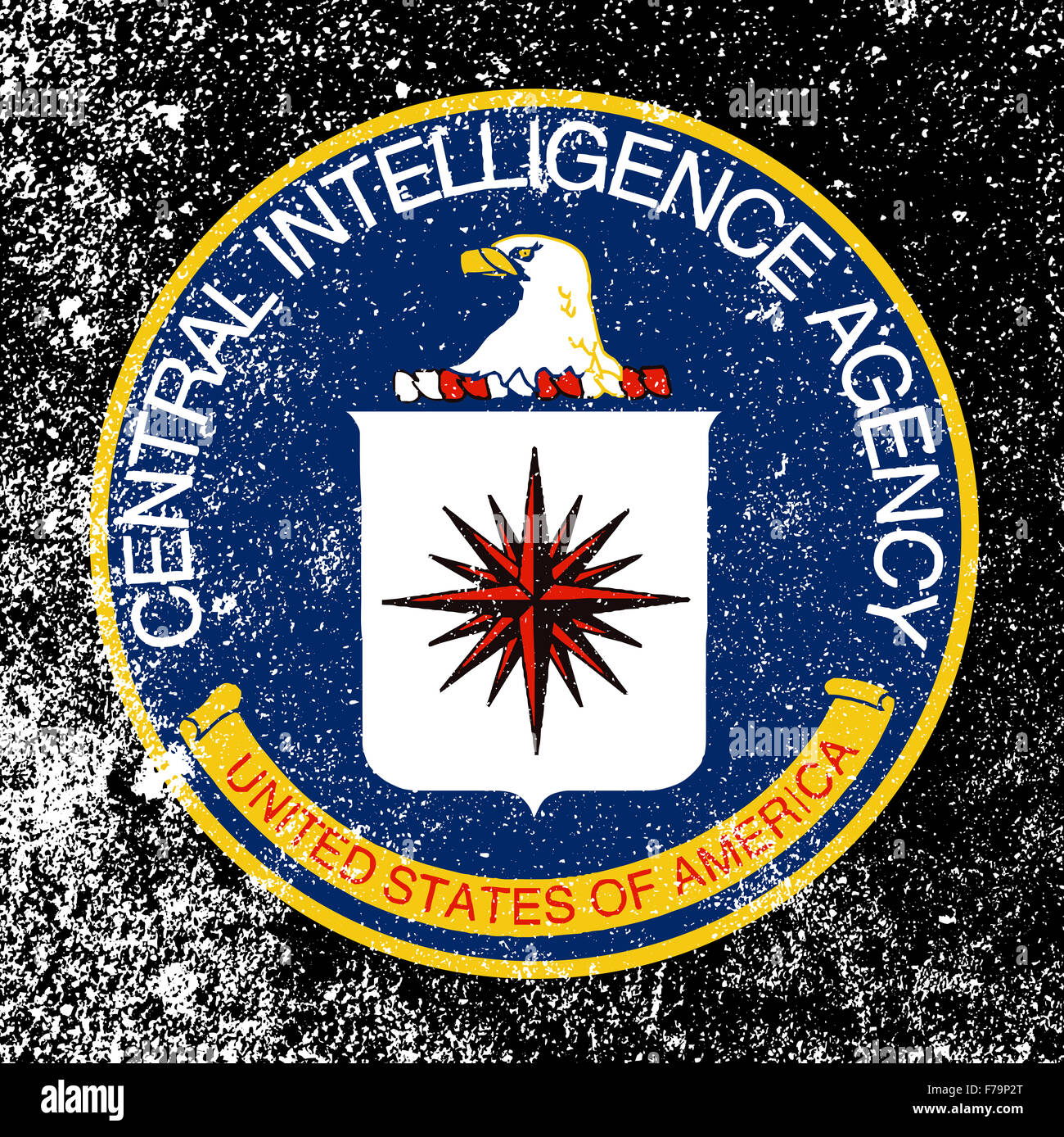 Logo of The Central Intelligence Agency of the United States of America with heavy grunge effect Stock Photo