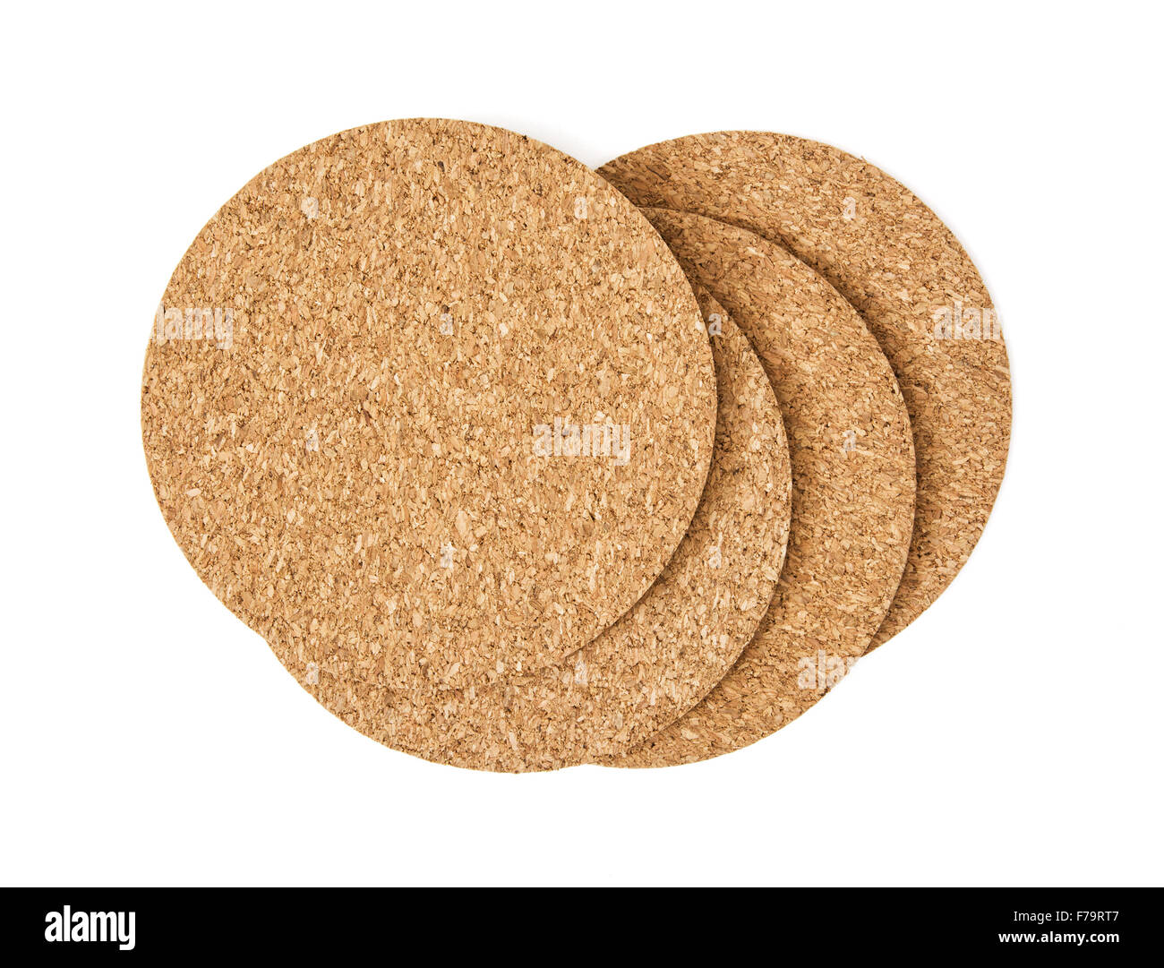 Cork drink coasters arranged on the white background Stock Photo Alamy