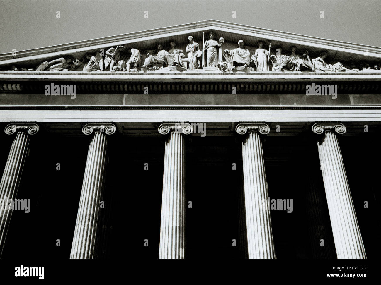 Ionic columns facade pediment the British Museum in London in England
