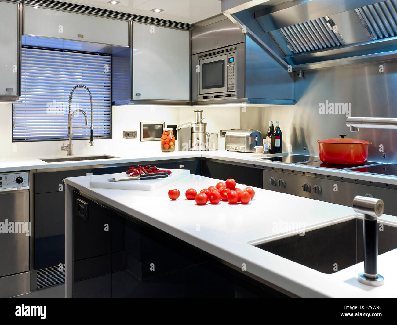 Kitchen of luxury SKY Yacht Stock Photo Alamy