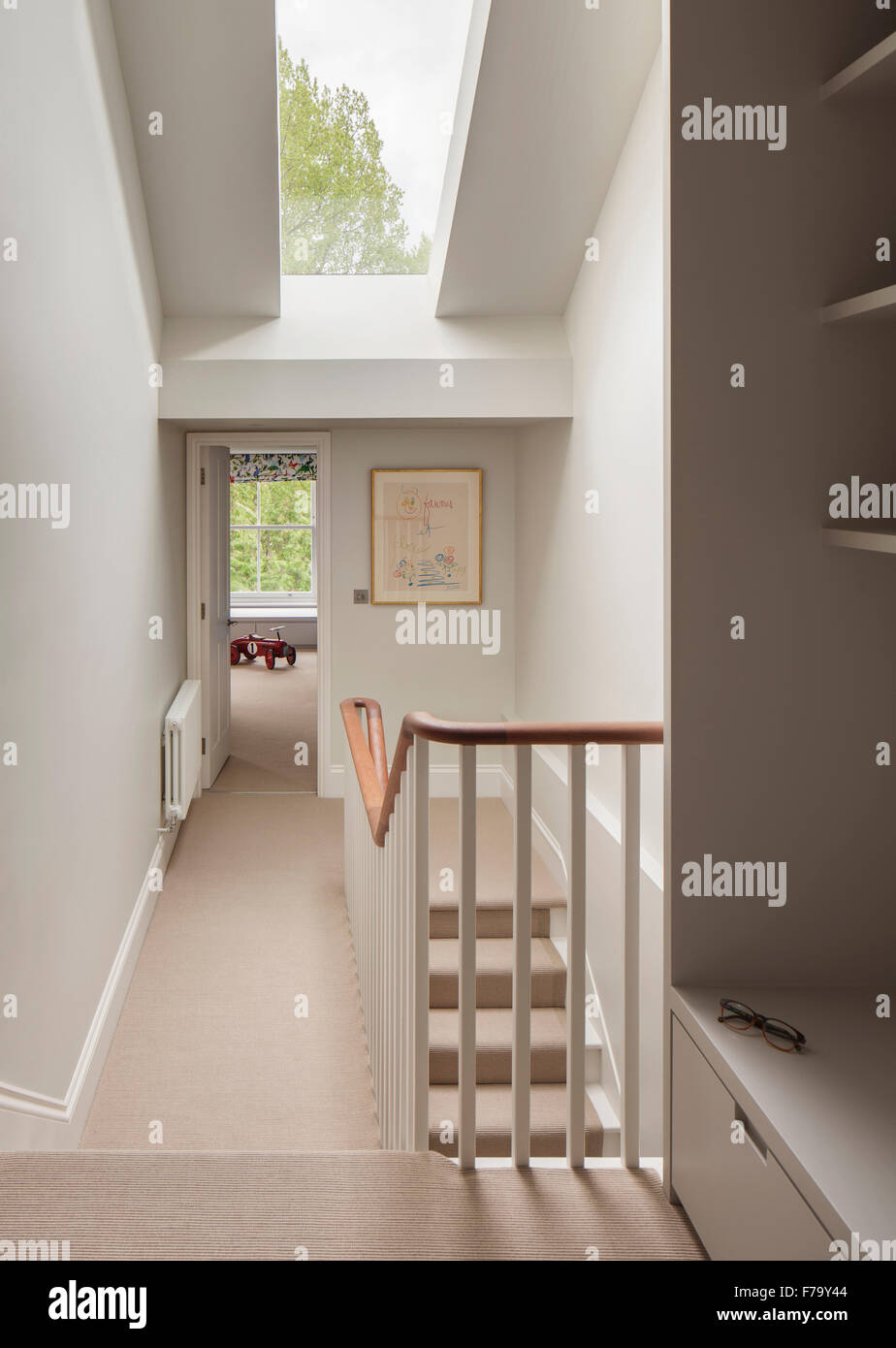 Hallway and Stairs in modern family home, London 2012, design by de Rosee Sa Stock Photo