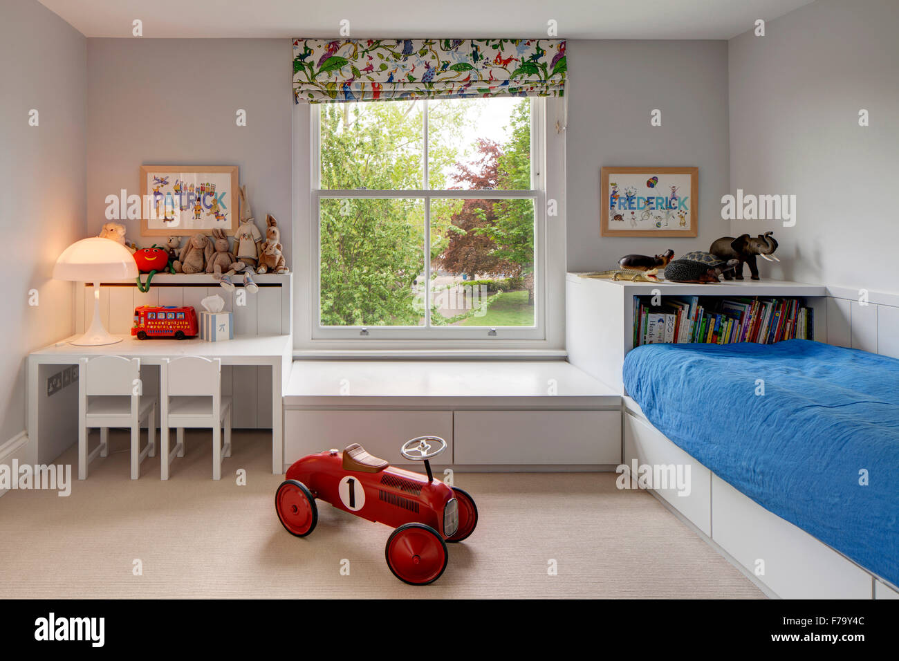 Childrens' Bedroom in modern family home, London 2012, design by de Rosee Sa Stock Photo