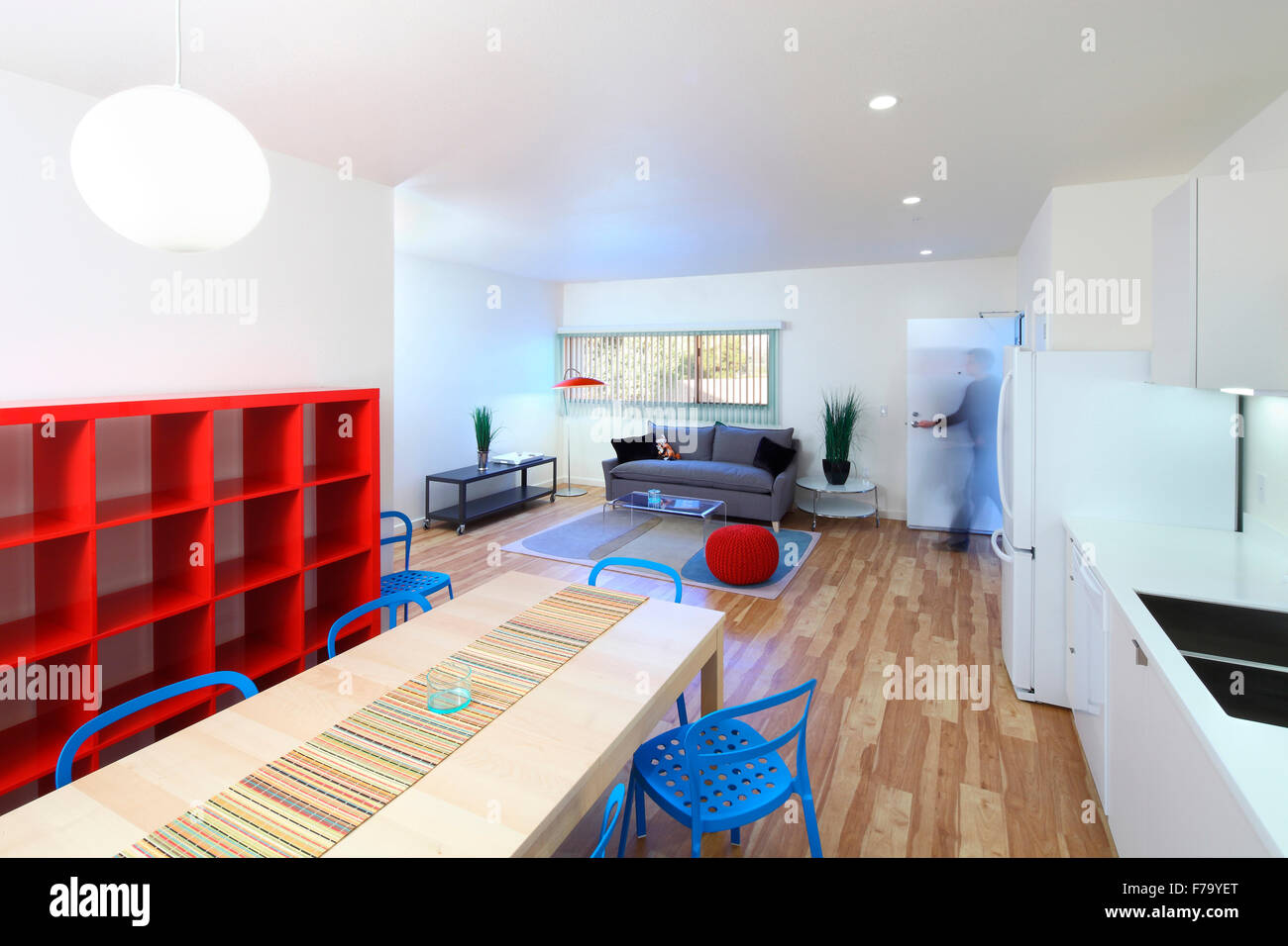 Apartment interior at High Place West Affordable Homes, Santa Monica, CA by Kanner Architects and CCSM Stock Photo