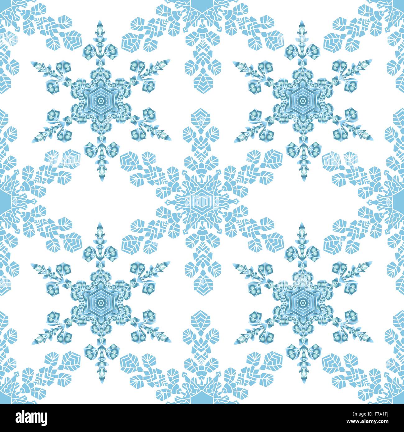 Festive seamless pattern with blue colored snowflakes on white ...