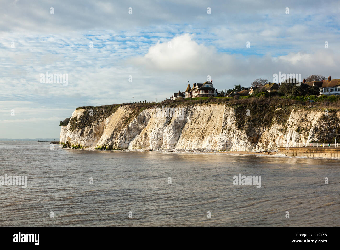 The chalk cliffs and clifftop homes between Broadstairs and Ramsgate