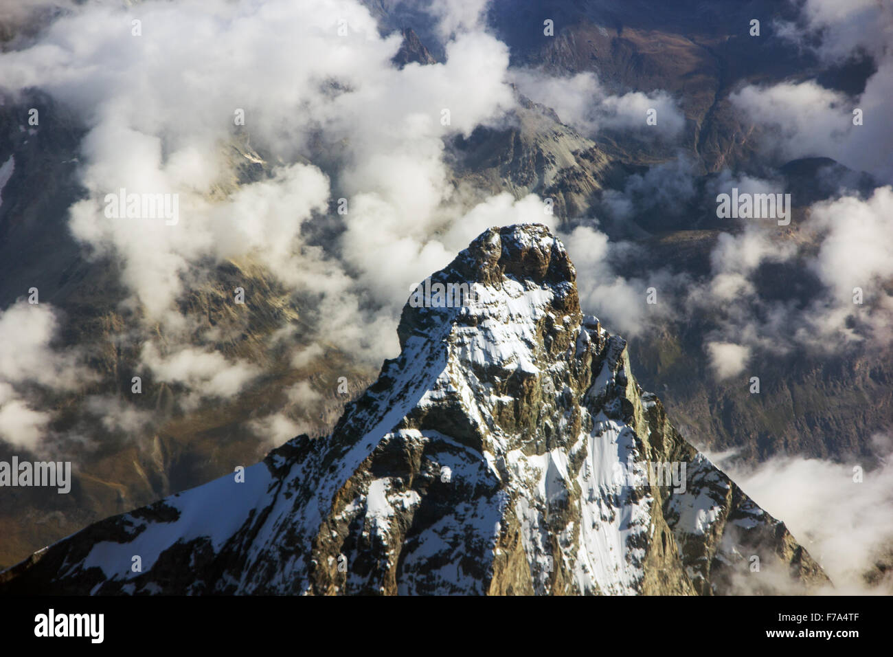 Matterhorn mountain from plane Stock Photo