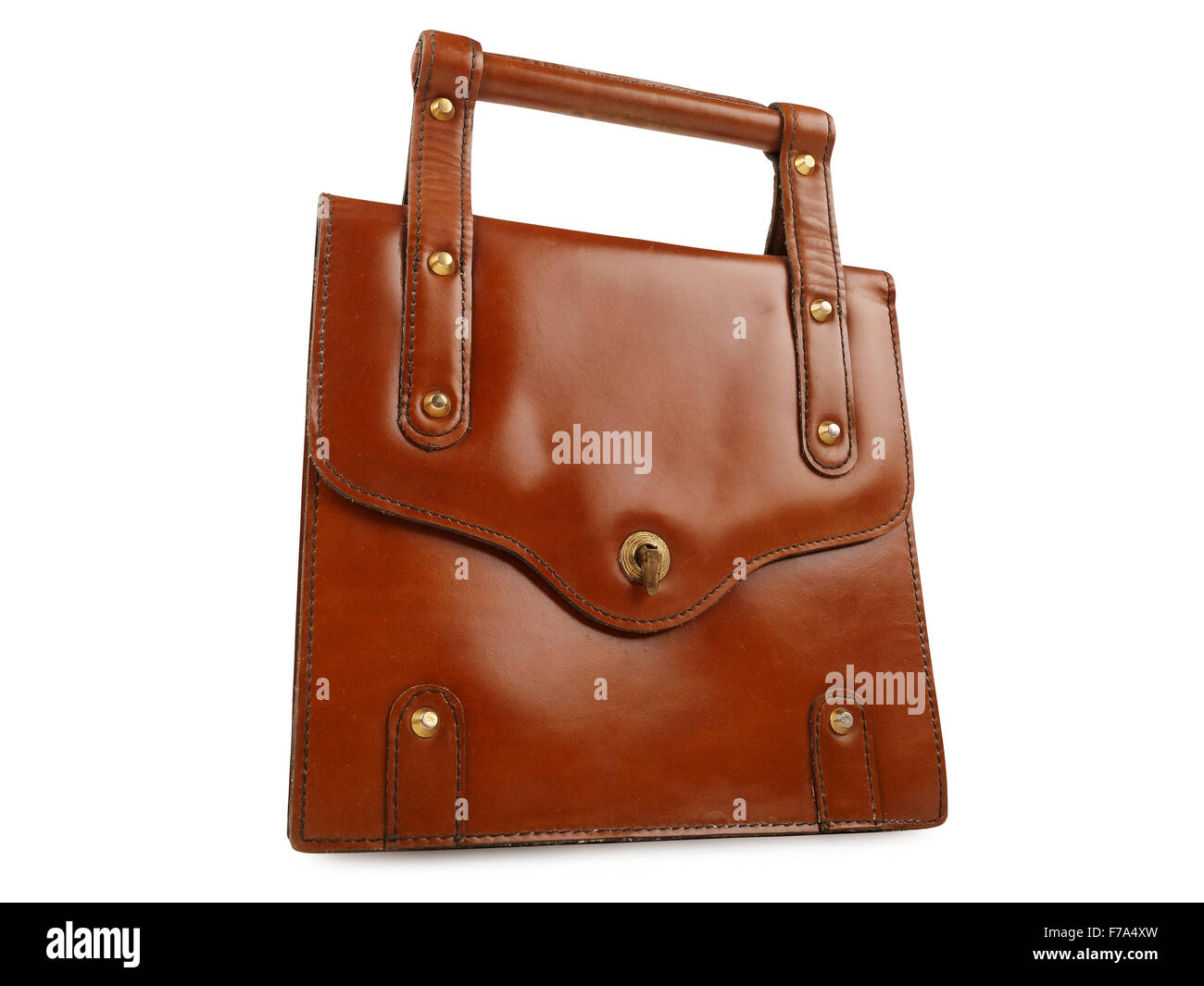 brown women leather bag isolated, studio shot Stock Photo