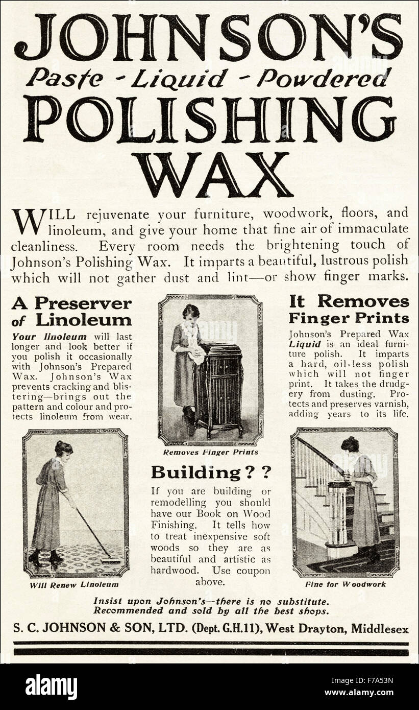 1920s advertisement. Advert dated 1923 advertising Johnson's Polishing
