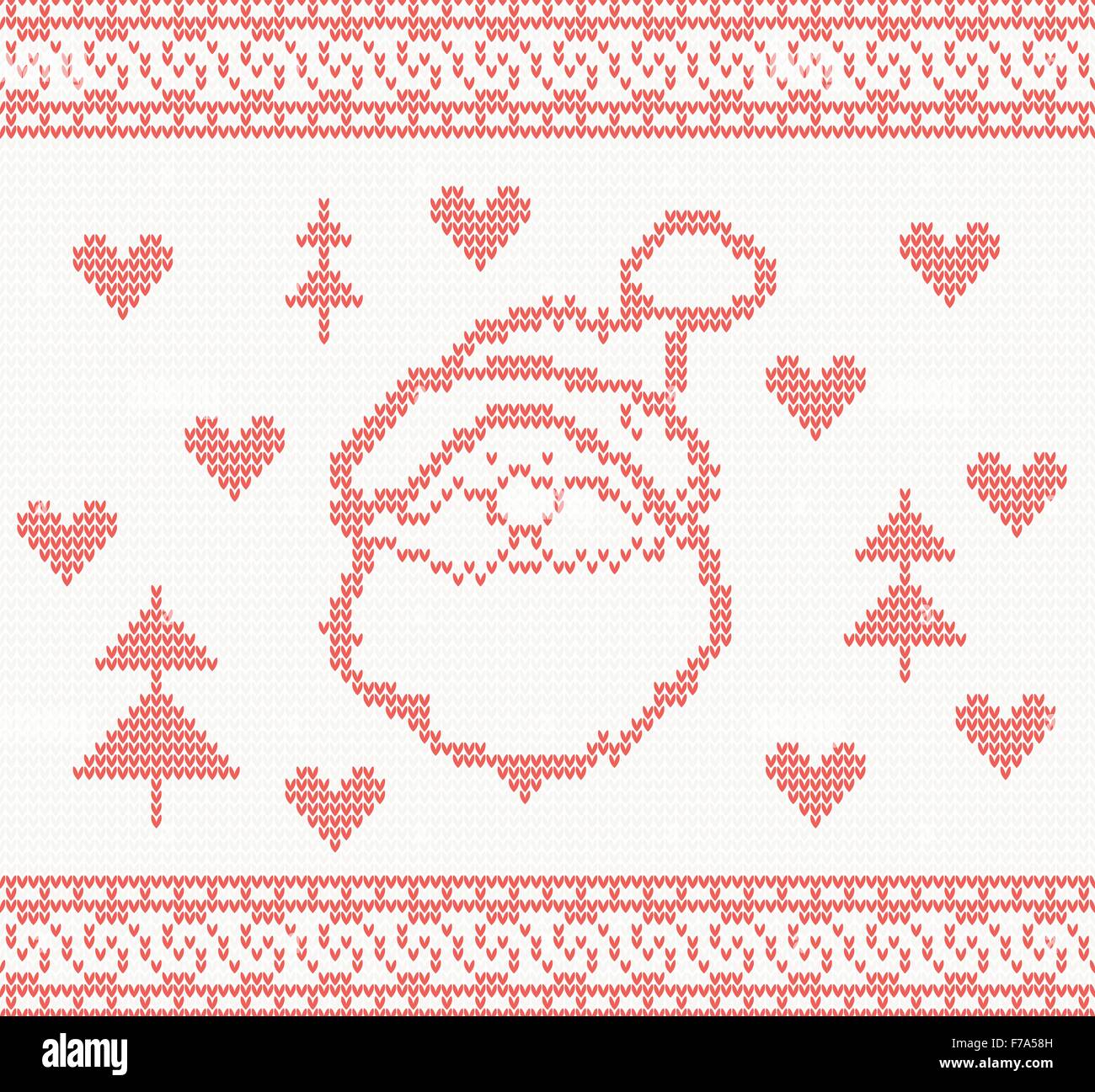 Knitted pattern with santa claus vector illustration Stock Vector Image ...