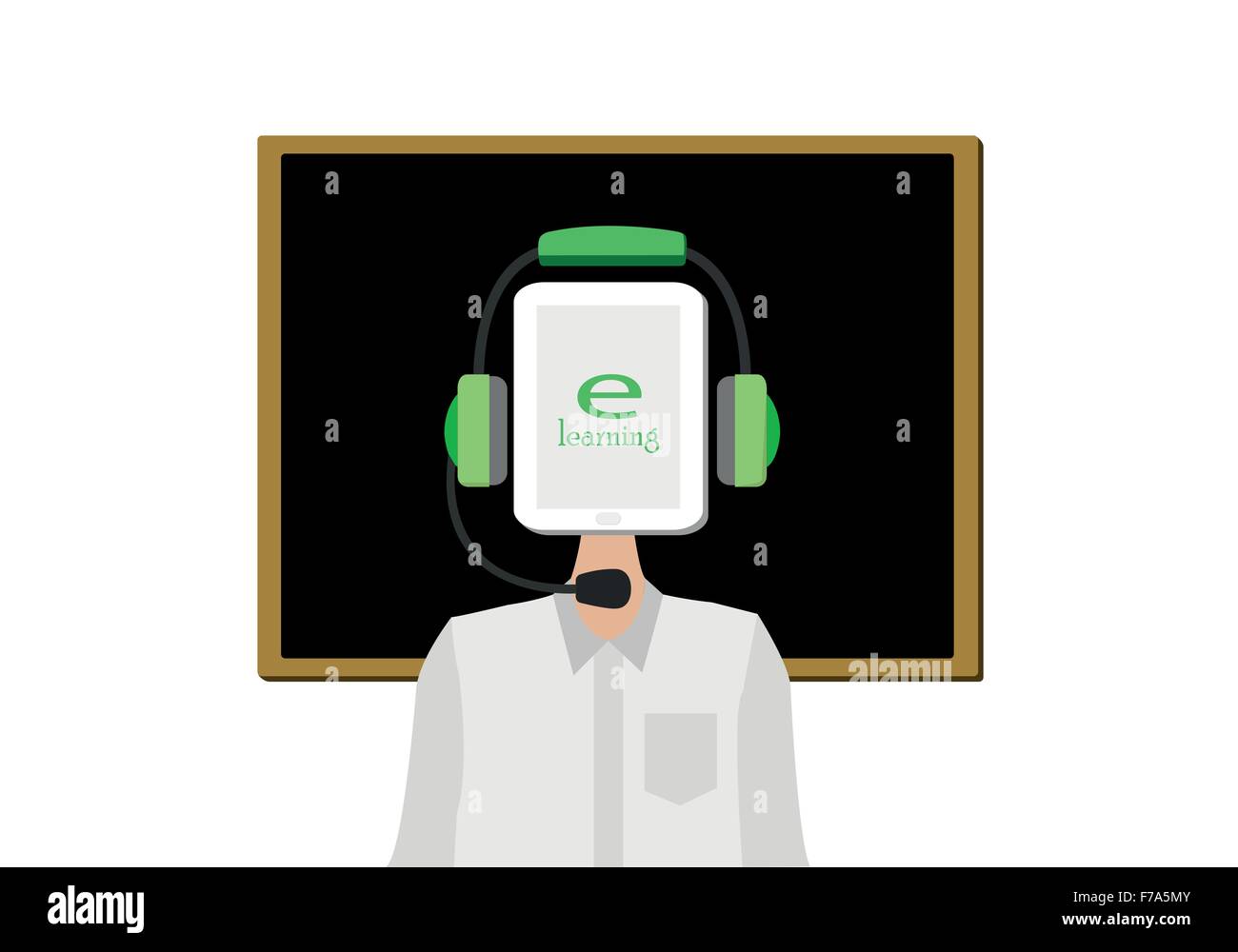 E-learning concept with tutor vector illustration Stock Vector