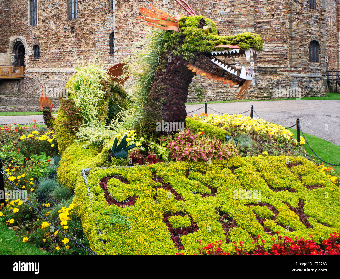 Dragon Garden Display in Castle Park Colchester Essex England Stock Photo