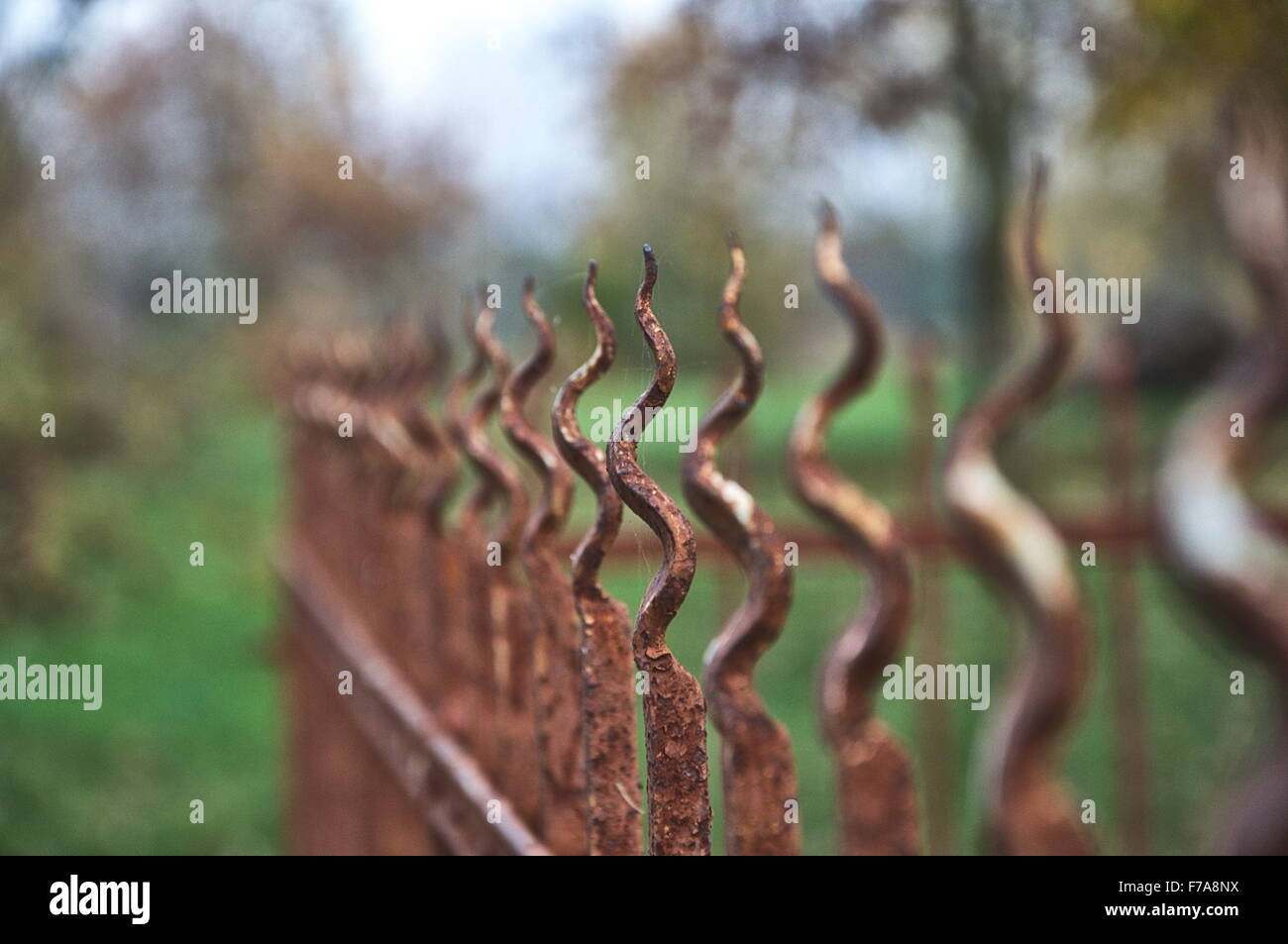 Cemetary fence in Hungarian countriside Stock Photo Alamy
