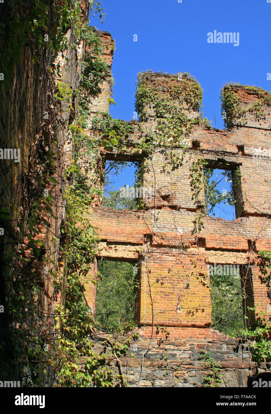 Ruins of New Manchester Manufacturing Company Mill at Sweetwater Creek State Park in Georgia Stock Photo