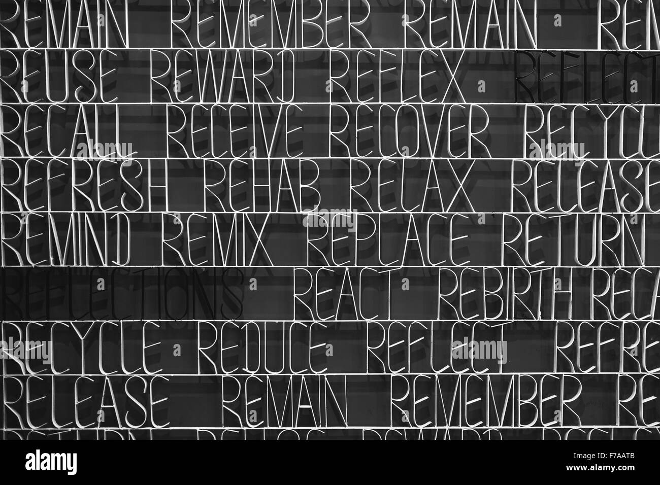 Wall decorated with wordshaped iron Stock Photo Alamy