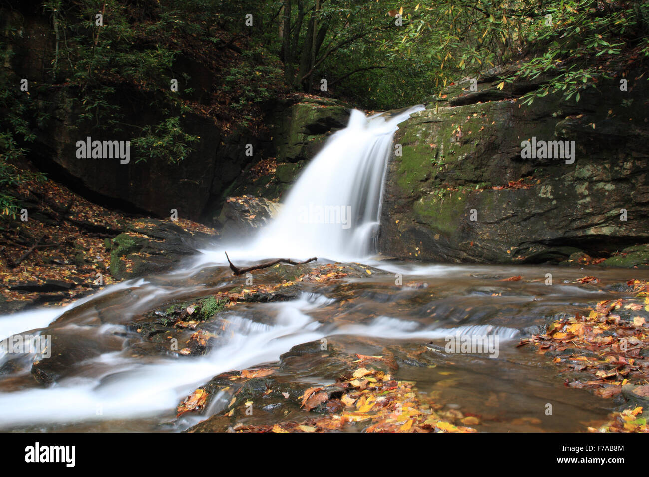 Falls on Dodd Creek along Raven Cliff Falls Trail in Georgia Stock Photo