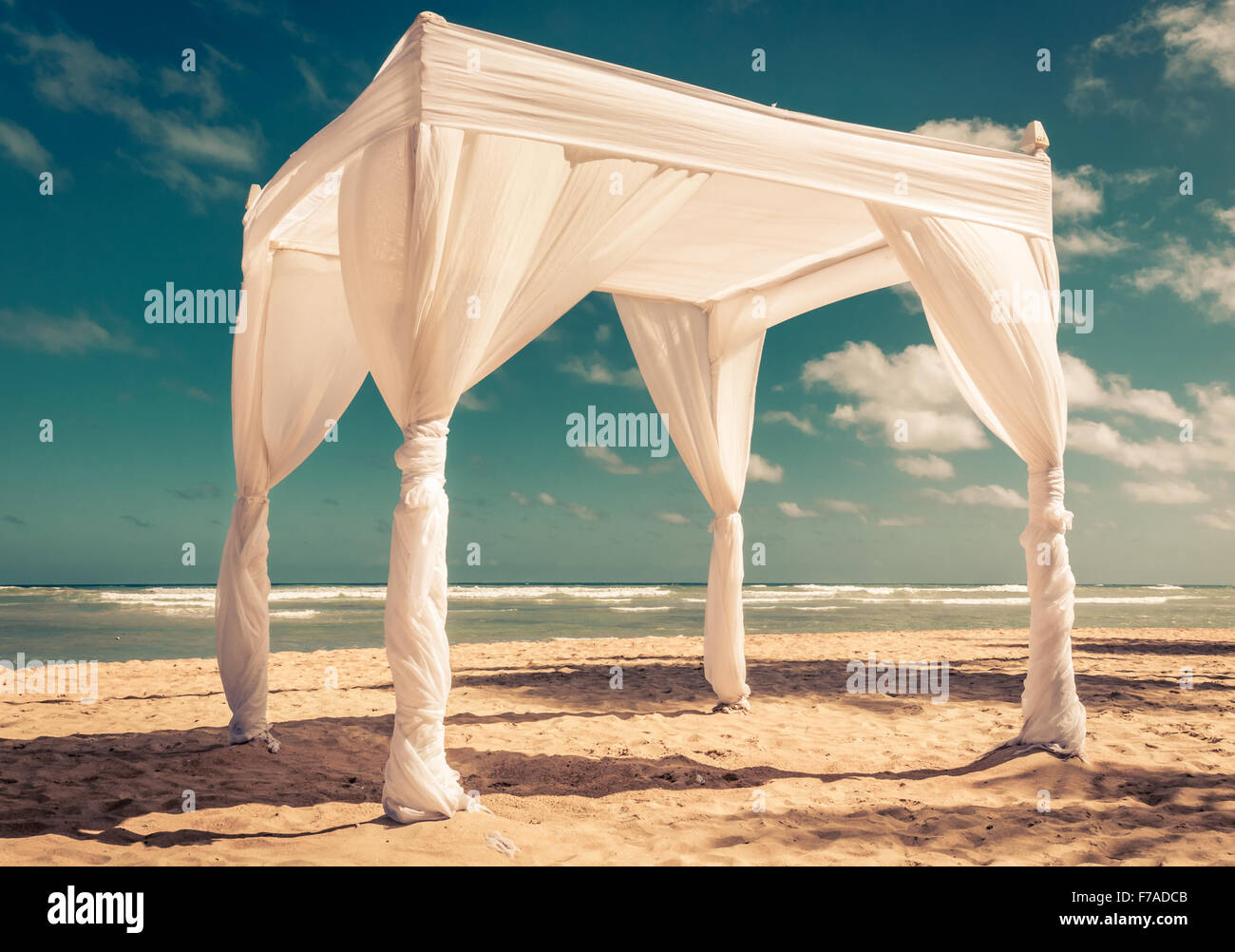 Wedding altar on caribbean beach in Dominican Republic Stock Photo