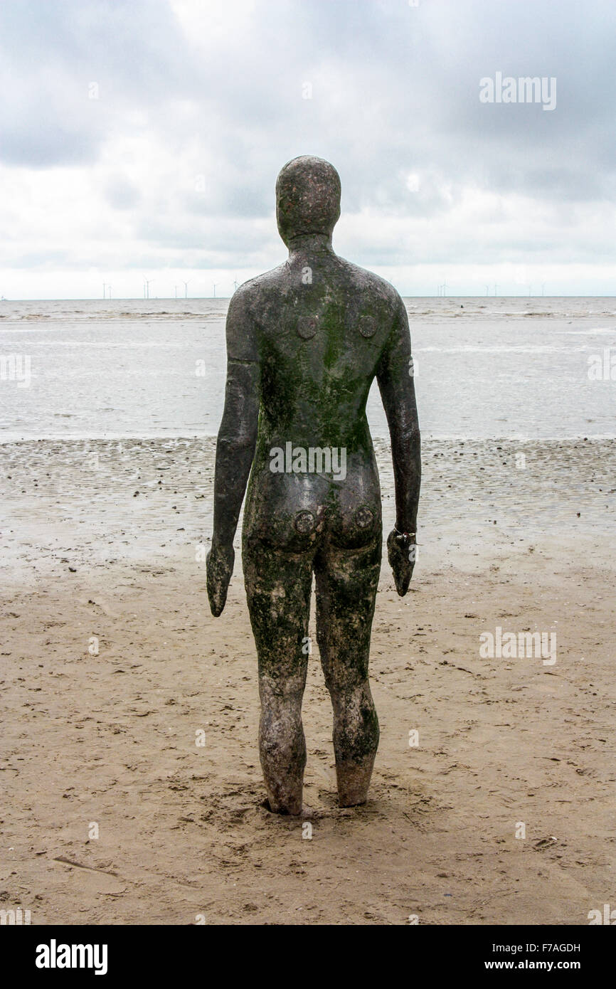 Anthony Gormley Statues on Crosby Beach, Merseyside UK Stock Photo Alamy