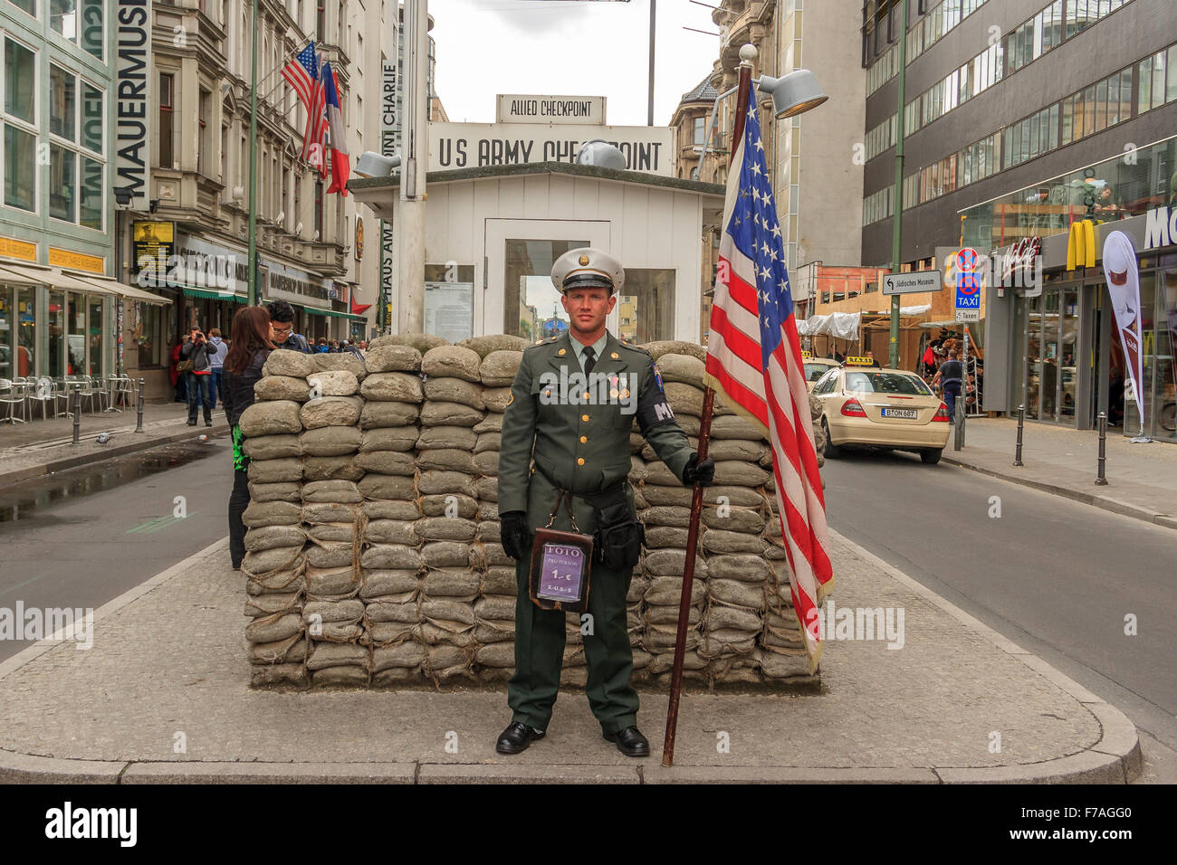 US army Checkpoint Charlie at Berlin Stock Photo
